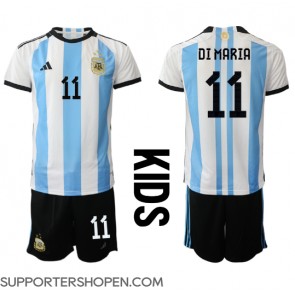 Argentina Angel Di Maria #11 Hemmatröja Barn VM 2022 Kortärmad (+ korta byxor)